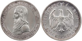 WEIMARER REPUBLIK
 3 Reichsmark 1927 F 450 Jahre Universität Tübingen J. 328. min. berieben, kl. Kratzer, sonst vz