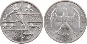 WEIMARER REPUBLIK
 3 Reichsmark 1927 A 400 Jahre Philipps-Universität Marburg J. 330. vz-St