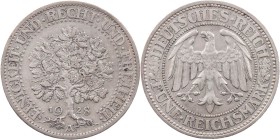 WEIMARER REPUBLIK
 5 Reichsmark 1928 A Kursmünze ("Eichbaum") J. 331. ss