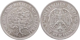 WEIMARER REPUBLIK
 5 Reichsmark 1929 A Kursmünze ("Eichbaum") J. 331. ss