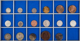 ALTDEUTSCHLAND ALLGEMEIN
 Lot Kleinnominale 11 Silber- und 6 Kupfermünzen: BAYERN, 1 Kreuzer 1839, 1859, 1863; 1 Ku.-Pfennig 1807; BADEN, Gedenkkreuz...