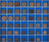 ALTDEUTSCHLAND MAINZ, ERZBISTUM
 Lot Kupfermünzen 1, 2, 3 und 4 Pfennig, 1/2 und 1/4 Kreuzer und 1 Heller-Stücke aus der 2. Hälfte des 18. Jhs. 41 St...