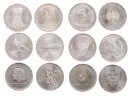 WEIMARER REPUBLIK
 Lot Silbermünzen 6 x 3 Reichsmark. J. 321, 335, 340, 342, 344, 345. 6 Stück meist vz