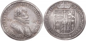 RÖMISCH-DEUTSCHES REICH
Erzherzog Maximilian als Landesfürst von Tirol, 1612-1618. Taler 1615 Hall (Tirol) Vs.: Brustbild mit Mühlsteinkragen n. r., ...
