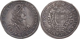 RÖMISCH-DEUTSCHES REICH
Leopold I., 1657-1705. 6 Kreuzer 1672 St. Veit Vs.: belorbeertes Brustbild n. r., Rs.: bekrönter Doppeladler mit Brustschild ...