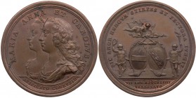 RÖMISCH-DEUTSCHES REICH
Maria Theresia, 1740-1780. Bronzemedaille 1744 (v. A. Vestner) Auf die Vermählung ihrer Tochter Erzherzogin Maria Anna mit Ka...