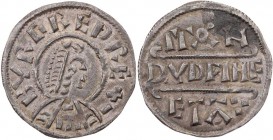 GROSSBRITANNIEN / IRLAND MERCIA
Burgred, 852-874. Penny o. J. Münzmeister Dudwine Vs.: BVRGRED REX, stilisiertes Brustbild n. r., Rs.: MON / DVDPINE ...