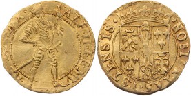 ITALIEN FERRARA
Alfonso II. d' Este, 1559-1597. Ducato 1596 Vs.: ALF II FE MV RE E C DVX, Herzog steht mit Szepter halbr., Rs.: NOBILITAS ESTENSIS, b...