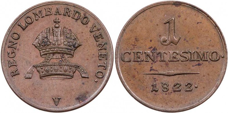 ITALIEN LOMBARDEI
Franz I., 1814-1835. Ku.-Centesimo 1822 V Venedig Herinek 116...