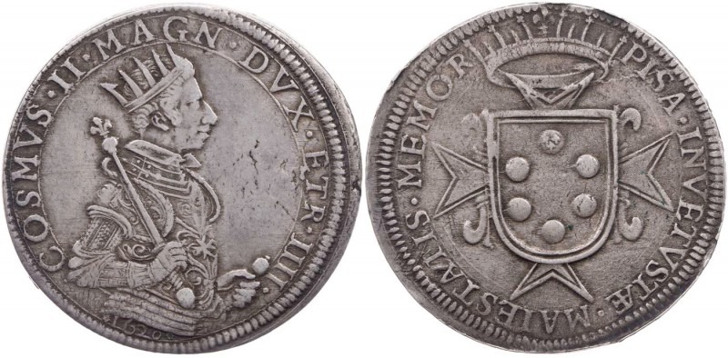 ITALIEN PISA
Cosimo II. di Medici, 1608-1621. Tallero 1620 Vs.: geharnischtes H...