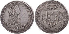 ITALIEN PISA
Cosimo II. di Medici, 1608-1621. Tallero 1620 Vs.: geharnischtes Hüftbild mit Strahlenkrone n. r., in der Rechten Szepter, die Linke am ...