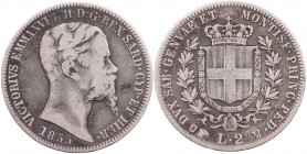 ITALIEN SARDINIEN
Victor Emanuel II., 1849-1861. 2 Lire 1855 P Turin Nomisma 798; Pagani 398; Mont. 70. RR s-ss