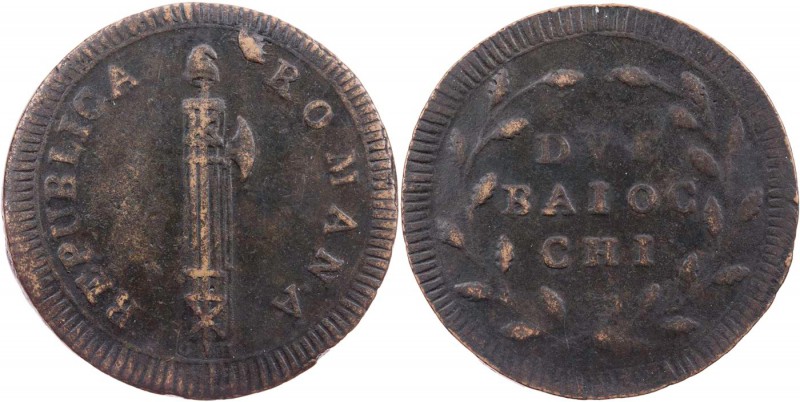 ITALIEN REPUBLIK
Römische Republik, 1798-1799. Ku.-2 Baiocchi o. J. (1799), Anc...