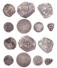 SPANIEN
 Lot Silbermünzen Fernando und Isabel, 1474-1504, 1/2 Real o. J., Sevilla; Felipe III., 1598-1621, 8 Reales (Jahr nicht lesbar), Sevilla (?);...