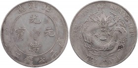 CHINA PROVINZEN
Provinz Chihli. 1 Dollar Kuang Hsu, Jahr 34 (1908) Pei Yang, Tientsin Vs.: Schriftzeichen in Umschrift, Rs.: Drache KM 73.2. ss
