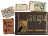 DEUTSCHLAND NOTGELD
 Lot Album "Aus Deutschlands schwerster Zeit 1914-1924" mit etwa 100 meist kassenfrischen Scheinen der Reichsbank und einiger Lan...