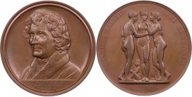 GÖTTINNEN, MYTHISCHE GESTALTEN, ALLEGORIEN CHARITEN / GRAZIEN (Allegorien der Anmut)
 Bronzemedaille 1838 (v. F. König), Berlin Auf Bertel Thorvaldse...