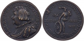 GÖTTINNEN, MYTHISCHE GESTALTEN, ALLEGORIEN FORTUNA (Göttin des Glücks)
Paolo Giordano II. Orsini, Prinz von Piombino, 1615-1656. Bronzegussmedaille 1...