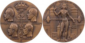 GÖTTINNEN, MYTHISCHE GESTALTEN, ALLEGORIEN MONETA (Allegorie der Münzkunst)
 Bronzemedaille 1950 (signiert Lh, v. Leó Holmgren), Stockholm Auf das 10...