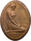 GÖTTINNEN, MYTHISCHE GESTALTEN, ALLEGORIEN NATIONALALLEGORIEN (Personifikationen von Ländern)
Batavia (Niederlande) Bronzeplakette, einseitig 1924 (o...