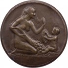 GÖTTINNEN, MYTHISCHE GESTALTEN, ALLEGORIEN NATURA ( Mutter Natur )
 Bronzegussmedaille, einseitig 1915 (v. Alexander Kraumann, 1870-1956), Frankfurt ...