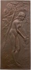 GÖTTINNEN, MYTHISCHE GESTALTEN, ALLEGORIEN NYMPHE(N)
 Bronzeplakette, einseitig o. J. (1889, v. Franz Xaver Pawlik, 1865-1906), Wien SILEN und NYMPHE...