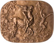 GÖTTINNEN, MYTHISCHE GESTALTEN, ALLEGORIEN NYMPHE(N)
 Bronzeplakette, einseitig NP 1978 (Erstprägung 1935, v. Maurice Charpentier-Mio), Paris NYMPHE ...