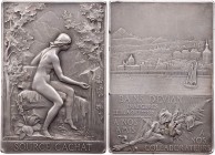 GÖTTINNEN, MYTHISCHE GESTALTEN, ALLEGORIEN NYMPHE(N)
Krenäen (Quellnymphen) Bronzeplakette, versilbert o. J. (1903, v. Victor de Vernon), Paris Auf d...