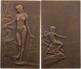 GÖTTINNEN, MYTHISCHE GESTALTEN, ALLEGORIEN NYMPHE(N)
Krenäen (Quellnymphen) Bronzeplakette o. J. (1904, v. George Henri Prud'homme, 1873-1947), Paris...