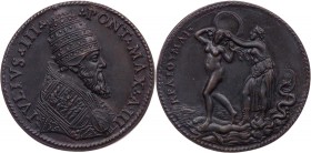 GÖTTINNEN, MYTHISCHE GESTALTEN, ALLEGORIEN OCCASIO (Allegorie der (einen) Chance)
Julius III., Papst, 1550-1555. Bronzemedaille 1552/1553 (= Jahr 3, ...