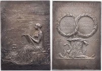 STÄDTEMEDAILLEN EUROPÄISCHE STÄDTE
Frankreich, Paris Versilberte Bronzeplakette 1880 (v. Roty) Auf die Gründung des Kunstgewerbemuseums Paris, gewidm...