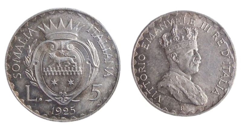 Regno d'Italia. Vittorio Emanuele III (1900-1943). Somalia italiana. 5 lire 1925...