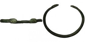 Ancient bronze bracelet with tops serpent head
(73mm, 32,66g)
collection of H.A. , Germany. formed before 1980
