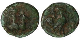 TROAS. Dardanos. (4th-3rd centuries BC)
AE Bronze (12mm, 1,09g)
Obv: Horseman riding right 
Rev: Rooster standing right; race-torch behind. 
SNG Copen...