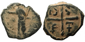 CRUSADERS. Principality of Antioch. Tancred, regent (AD 1101-1112). Fourth type
AE Follis (18mm, 1,93g)

Artificial sandpatina