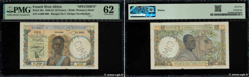 Country : FRENCH WEST AFRICA (1895-1958) 
Face Value : 25 Francs Spécimen 
Date ...
