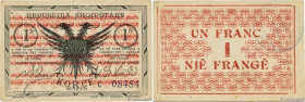 Country : ALBANIA 
Face Value : 1 Franc 
Date : 10 octobre 1917 
Period/Province/Bank : Occupation Française 
Department : Koritza 
Catalogue referenc...