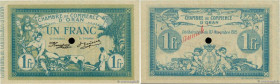 Country : ALGERIA 
Face Value : 1 Franc Annulé 
Date : 10 novembre 1915 
Period/Province/Bank : Nécessités, Chambres de Commerce 
French City : Oran 
...