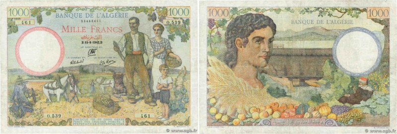 Country : ALGERIA 
Face Value : 1000 Francs 
Date : 19 août 1942 
Period/Provinc...