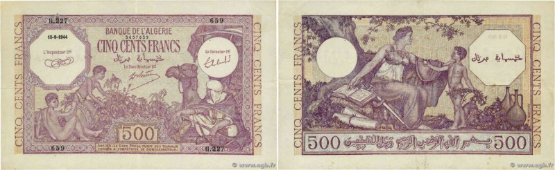Country : ALGERIA 
Face Value : 500 Francs 
Date : 15 septembre 1944 
Period/Pro...