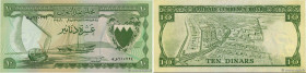 Country : BAHRAIN 
Face Value : 10 Dinars 
Date : 1964 
Period/Province/Bank : Bahrain Currency Board 
Catalogue reference : P.6a 
Alphabet - signatur...