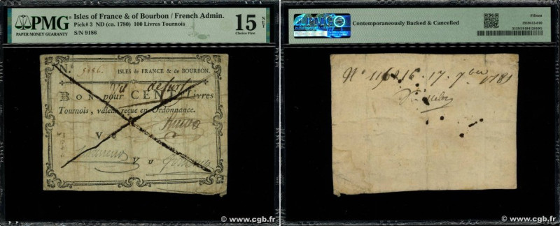 Country : ISLES OF FRANCE AND BOURBON 
Face Value : 100 Livres Tournois 
Date : ...