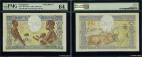 Country : MADAGASCAR 
Face Value : 100 Francs Spécimen 
Date : (1937-1947) 
Period/Province/Bank : Banque de Madagascar 
Catalogue reference : P.40s 
...