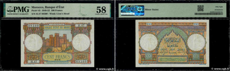 Country : MOROCCO 
Face Value : 100 Francs 
Date : 19 avril 1951 
Period/Provinc...