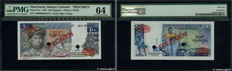 Country : MAURITANIA 
Face Value : 100 Ouguiya Spécimen 
Date : 28 novembre 1975...