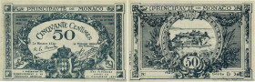 Country : MONACO 
Face Value : 50 Centimes Spécimen 
Date : 16 mars 1920 
Period/Province/Bank : Principauté de Monaco 
Catalogue reference : P.3rs 
A...