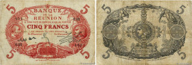 Country : REUNION ISLAND 
Face Value : 5 Francs Cabasson rouge 
Date : (1916) 
Period/Province/Bank : Banque de la Réunion 
Catalogue reference : P.14...