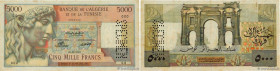 Country : TUNISIA 
Face Value : 5000 Francs Spécimen 
Date : (1946) 
Period/Province/Bank : Banque de l'Algérie et de la Tunisie 
Catalogue reference ...