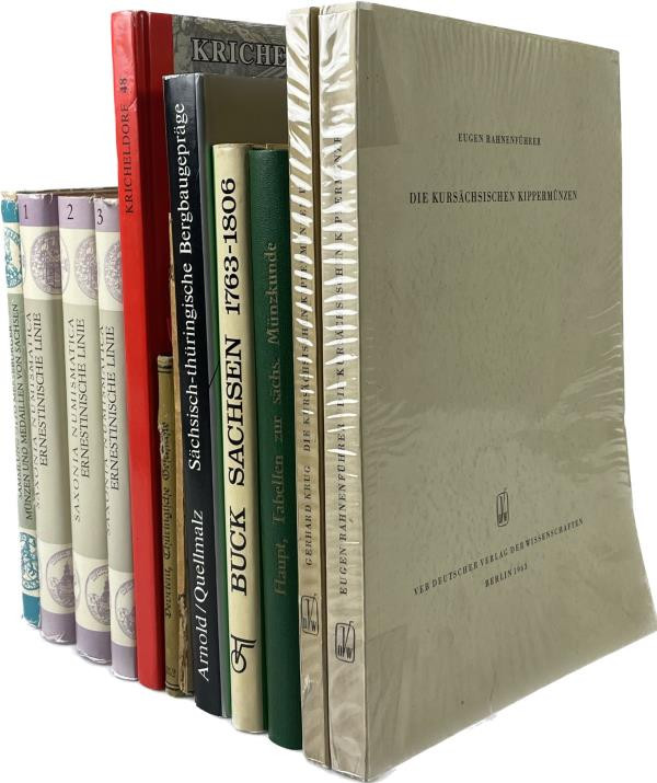 Konvolut (Sächsische Numismatik)
 13 Werke über sächsische Numismatik, u.a. Buc...
