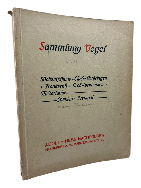 Hess Nachf., A., Frankfurt a.M. Auktion 189 vom 16.04.1928
 Slg. Vogel. Teil 2:...